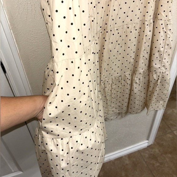 English Factory Baby Doll Cream/Black Polka Dot Dress with Deep Pockets | Size M - Picture 7 of 7
